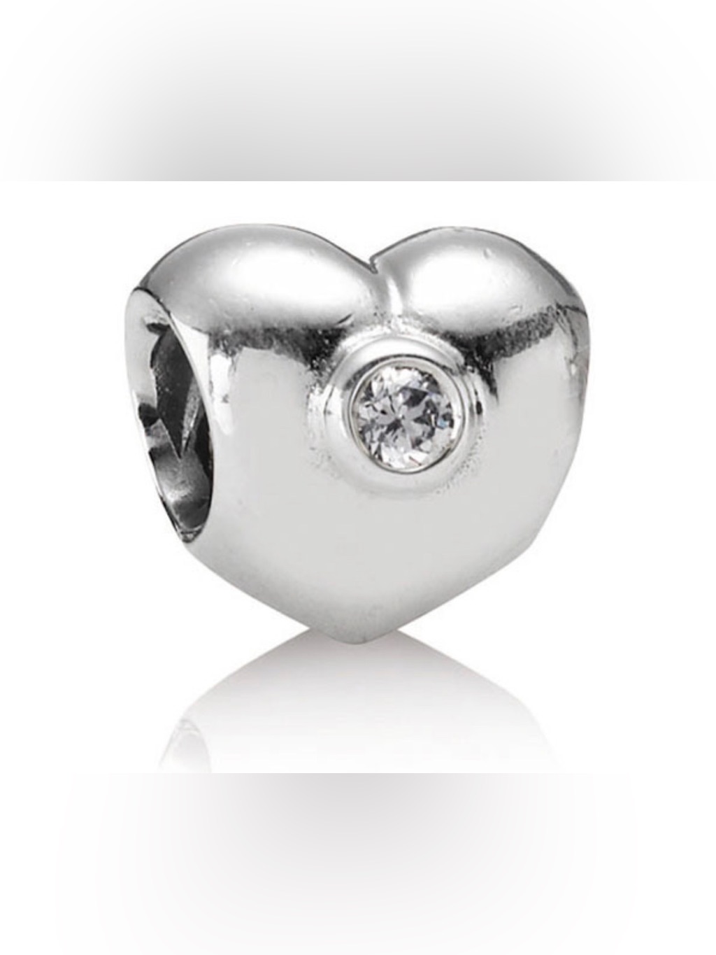Authentic Pandora Retired White Cz Puffed Heart Sterling Silver S925 Ale Charm